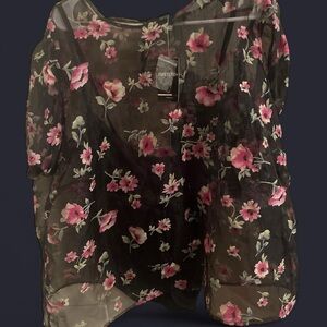 Forever 21 Black Sheer Floral Blouse